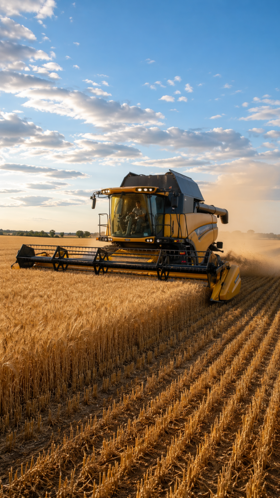 Grain being headed